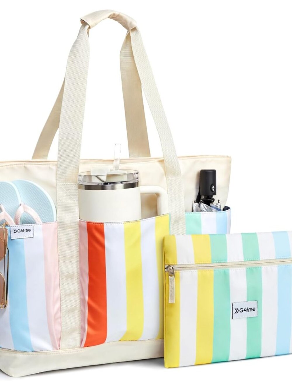 Beach Bag,Waterproof Beach Tote Pool Bags for Women,Compatible with Cup,Foldable